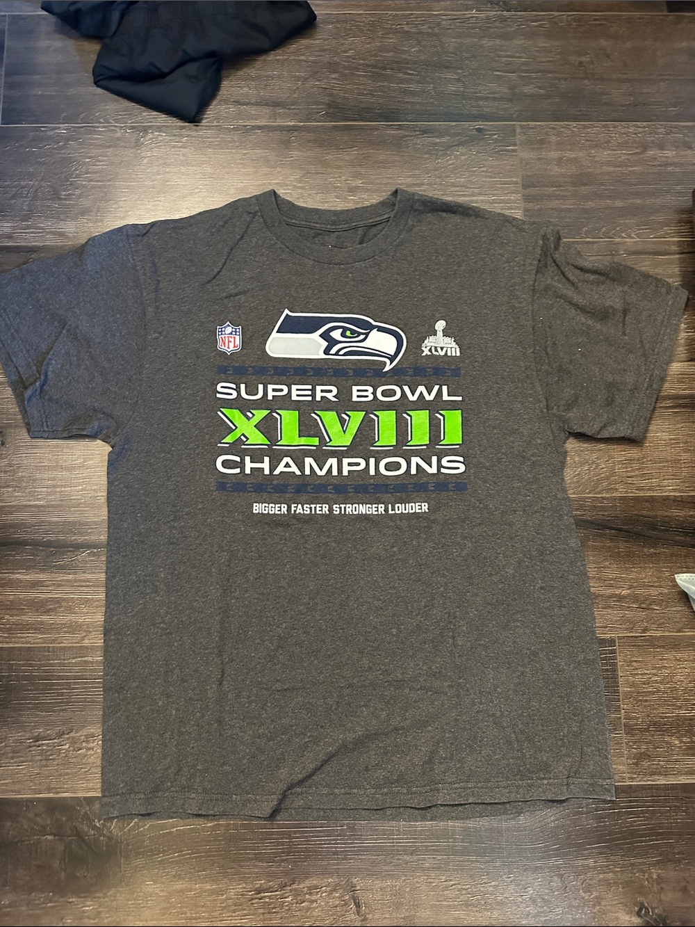 NFL Seattle Seahawks Charcoal Gray Super Bowl XLVIII Champions Tee
